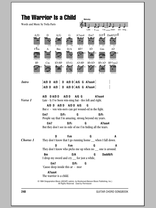 Twila Paris The Warrior Is A Child Sheet Music Notes & Chords for Lyrics & Chords - Download or Print PDF