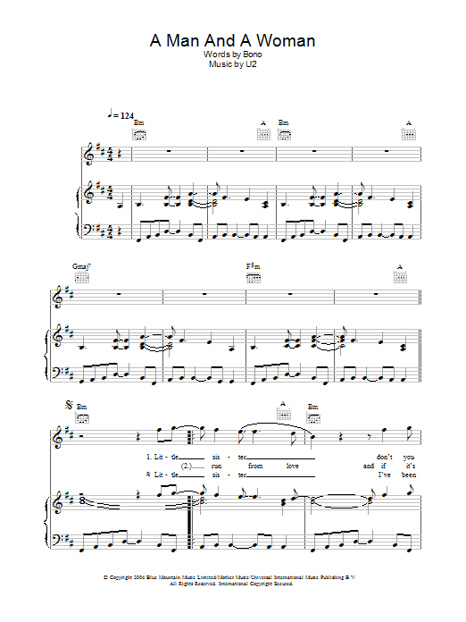U2 A Man And A Woman Sheet Music Notes & Chords for Guitar Tab - Download or Print PDF