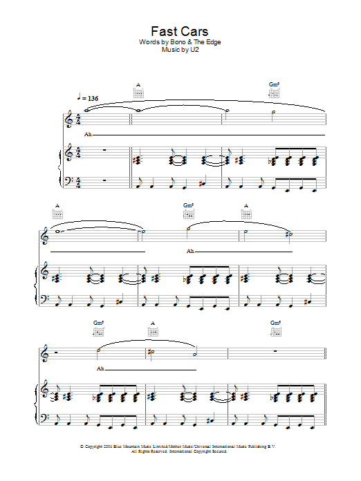 U2 Fast Cars Sheet Music Notes & Chords for Guitar Tab - Download or Print PDF