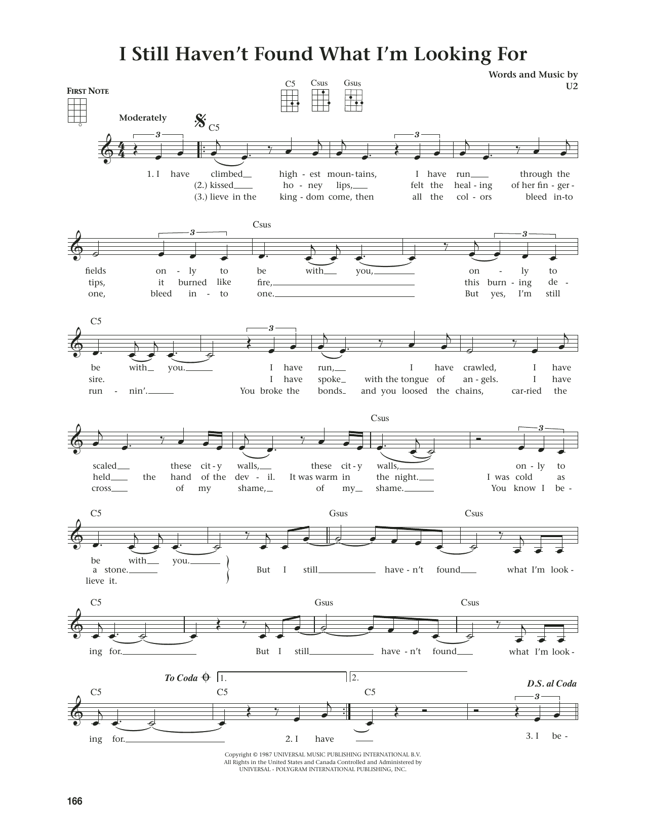 U2 I Still Haven't Found What I'm Looking For (from The Daily Ukulele) (arr. Jim Beloff) Sheet Music Notes & Chords for Ukulele - Download or Print PDF