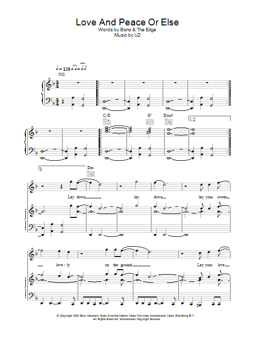U2 Love And Peace Or Else Sheet Music Notes & Chords for Guitar Tab - Download or Print PDF