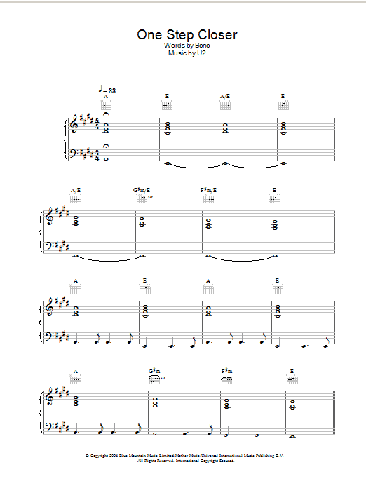 U2 One Step Closer Sheet Music Notes & Chords for Guitar Tab - Download or Print PDF