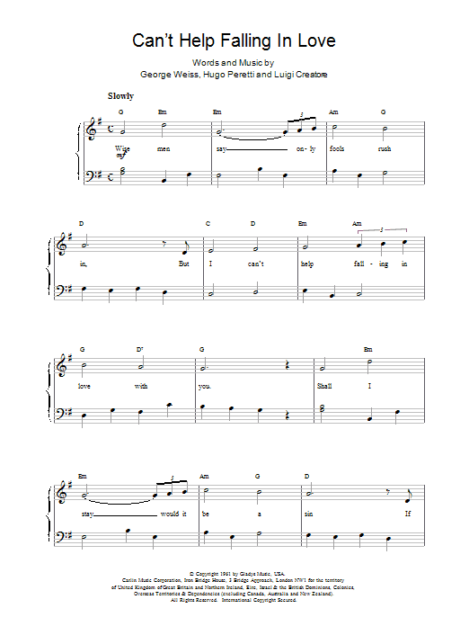 UB40 Can't Help Falling Sheet Music Notes & Chords for Piano, Vocal & Guitar - Download or Print PDF