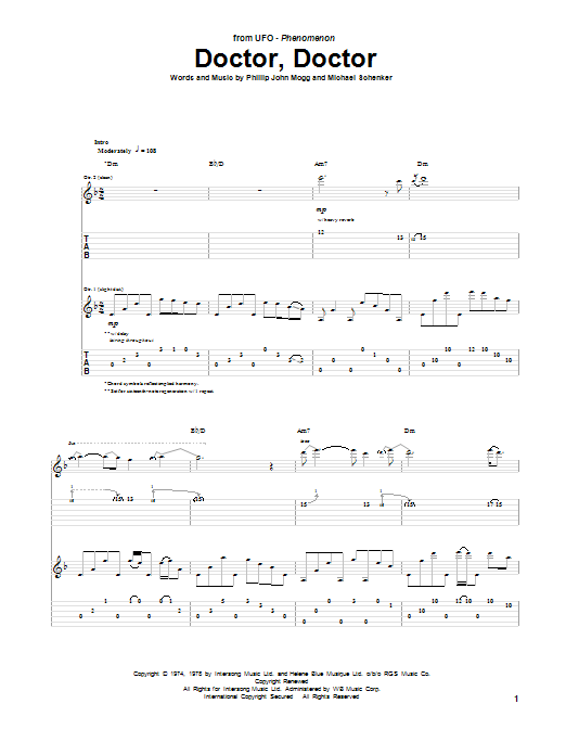 UFO Doctor, Doctor Sheet Music Notes & Chords for Guitar Tab Play-Along - Download or Print PDF
