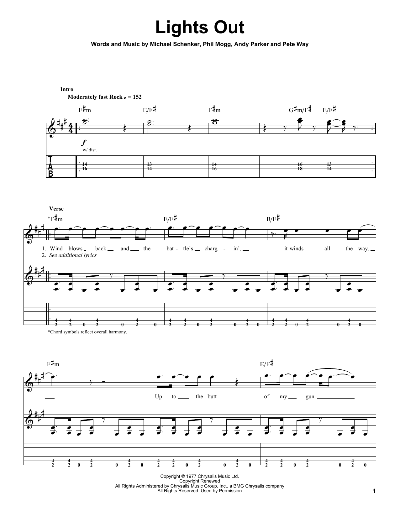 UFO Lights Out Sheet Music Notes & Chords for Guitar Tab Play-Along - Download or Print PDF