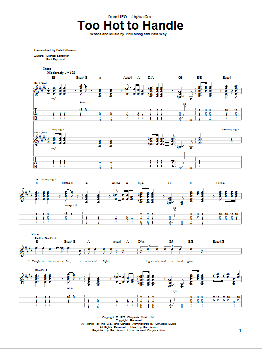 UFO Too Hot To Handle Sheet Music Notes & Chords for Guitar Tab Play-Along - Download or Print PDF