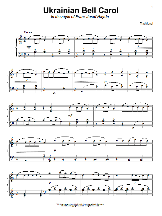 Carol Klose Ukrainian Bell Carol Sheet Music Notes & Chords for Piano - Download or Print PDF