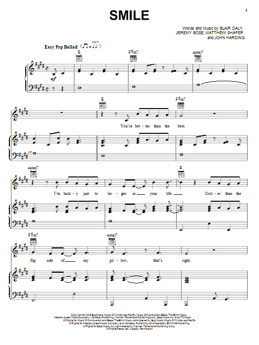 Uncle Kracker Smile Sheet Music Notes & Chords for Easy Guitar Tab - Download or Print PDF