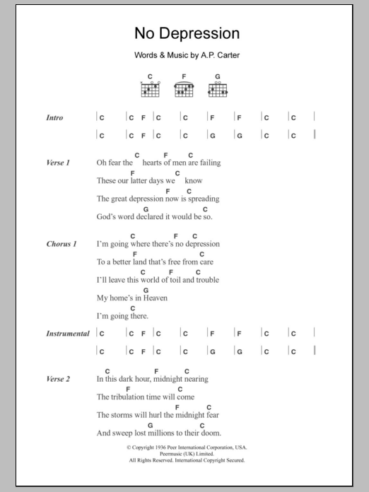 Uncle Tupelo No Depression Sheet Music Notes & Chords for Lyrics & Chords - Download or Print PDF