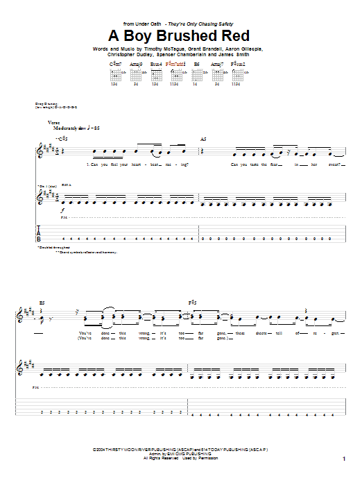 Underoath A Boy Brushed Red Sheet Music Notes & Chords for Guitar Tab - Download or Print PDF