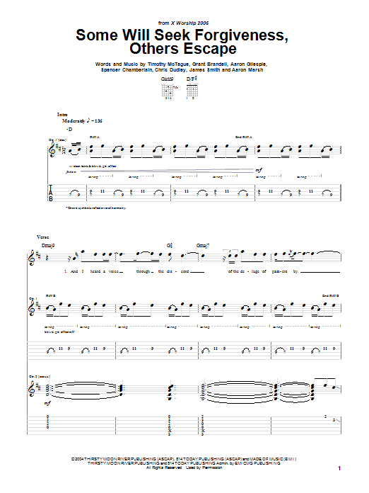 Underoath Some Will Seek Forgiveness, Others Escape Sheet Music Notes & Chords for Guitar Tab - Download or Print PDF