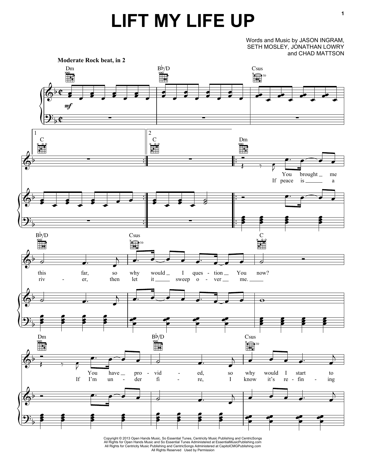 Unspoken Lift My Life Up Sheet Music Notes & Chords for Piano, Vocal & Guitar (Right-Hand Melody) - Download or Print PDF