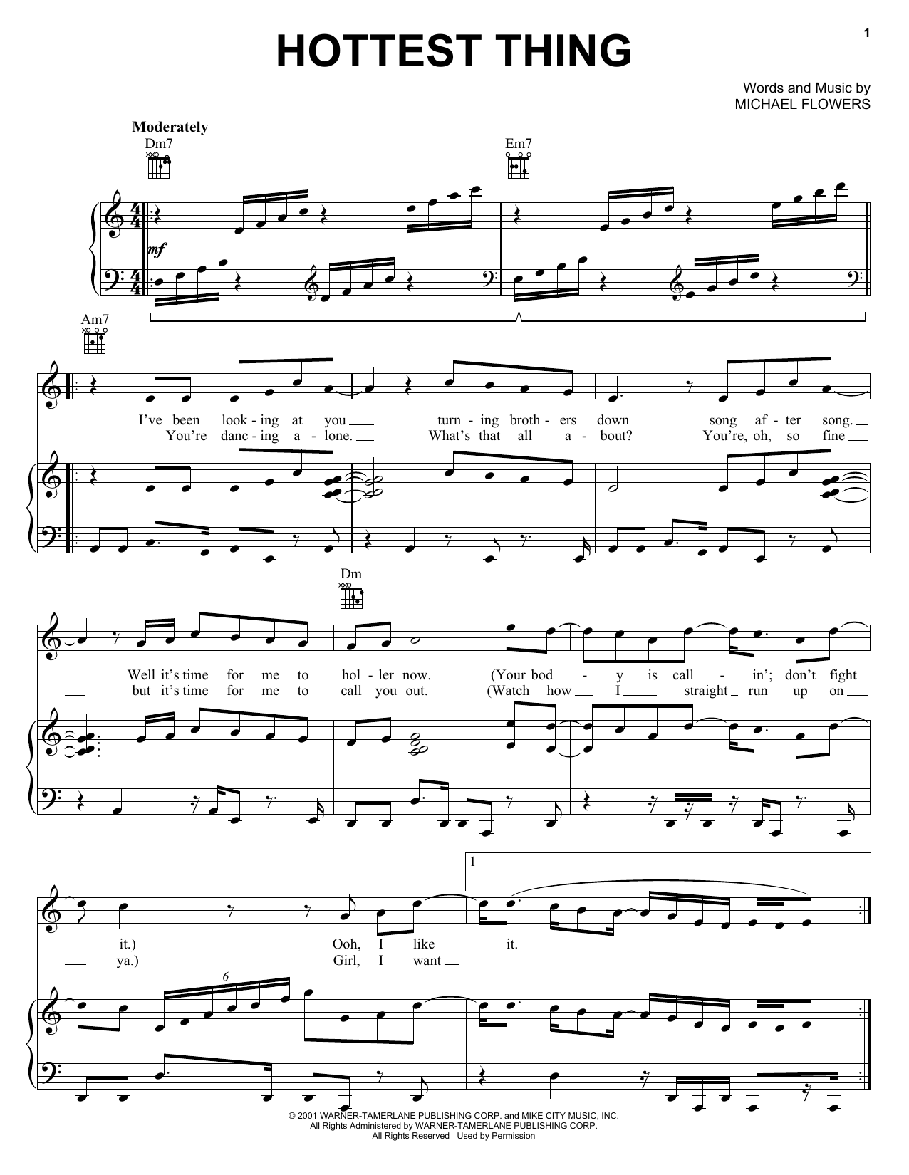 Usher Hottest Thing Sheet Music Notes & Chords for Piano, Vocal & Guitar (Right-Hand Melody) - Download or Print PDF