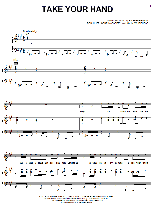 Usher Take Your Hand Sheet Music Notes & Chords for Piano, Vocal & Guitar (Right-Hand Melody) - Download or Print PDF
