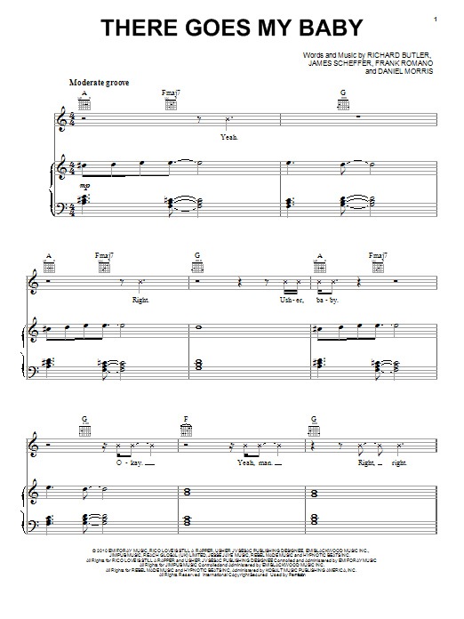 Usher There Goes My Baby Sheet Music Notes & Chords for Piano, Vocal & Guitar (Right-Hand Melody) - Download or Print PDF