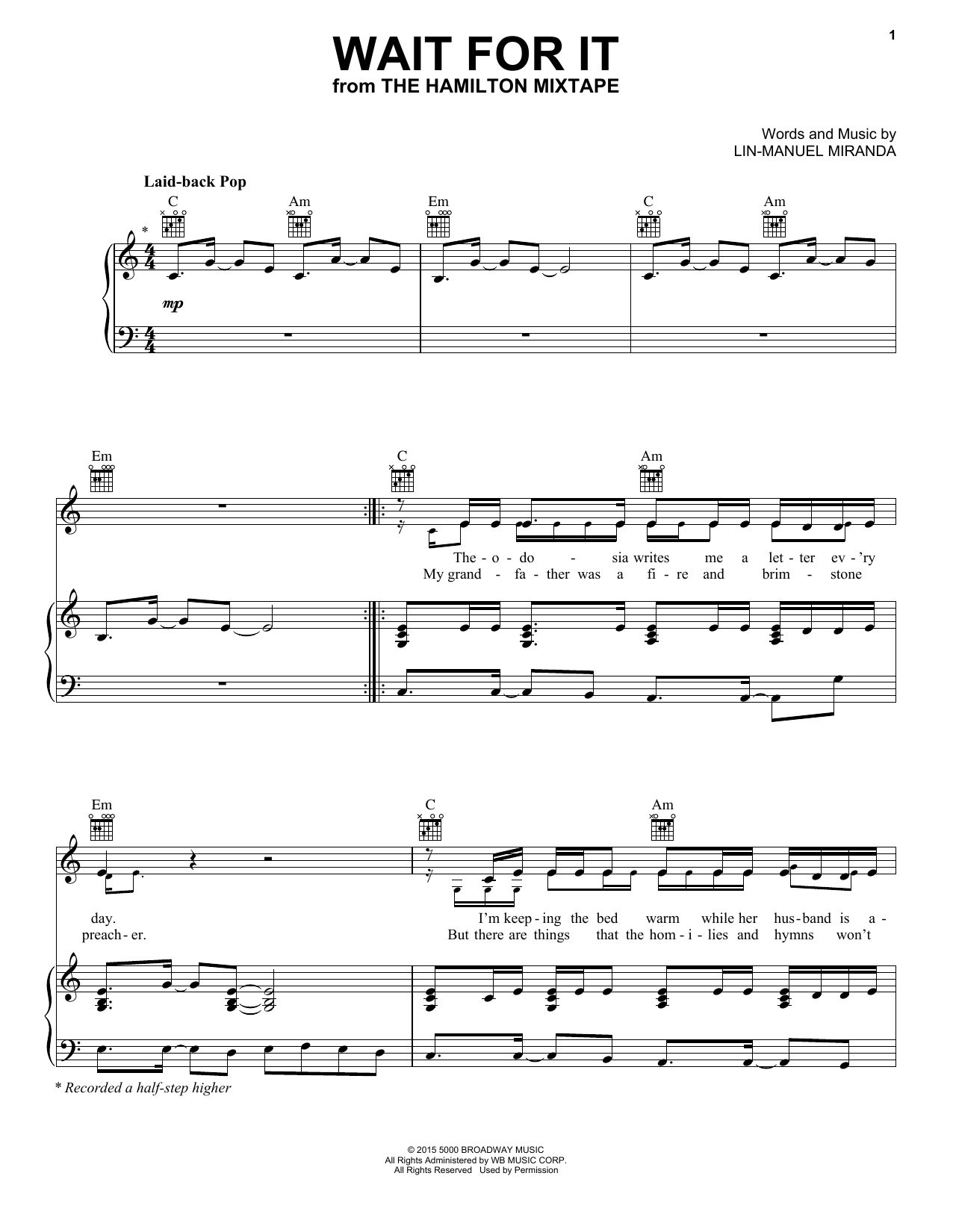 Usher Wait For It Sheet Music Notes & Chords for Piano, Vocal & Guitar (Right-Hand Melody) - Download or Print PDF