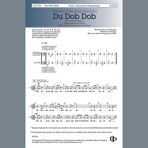 Vaclovas Augustinas, Du Dob Dob, SATB Choir