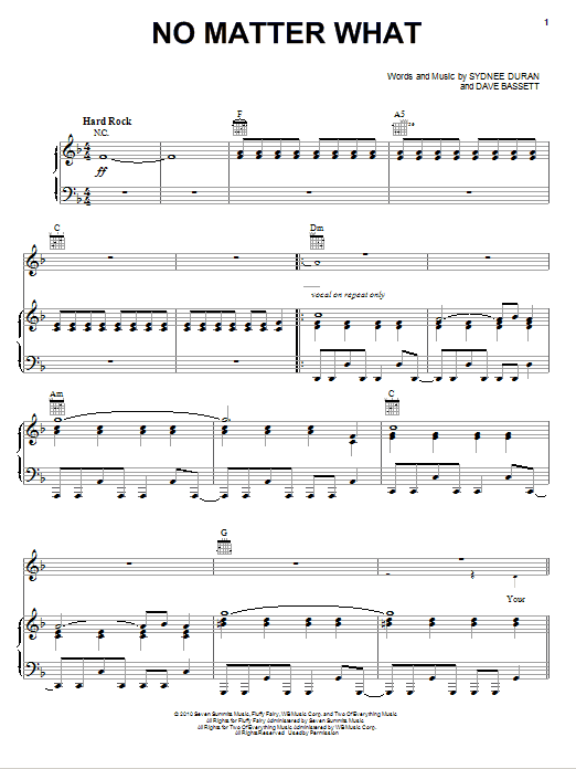 Valora No Matter What Sheet Music Notes & Chords for Piano, Vocal & Guitar (Right-Hand Melody) - Download or Print PDF