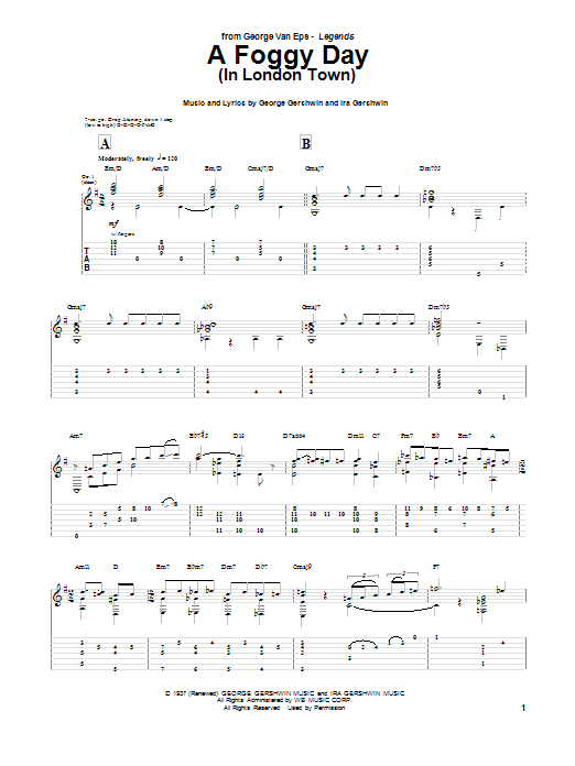 Van Eps, George A Foggy Day (In London Town) Sheet Music Notes & Chords for Guitar Tab - Download or Print PDF