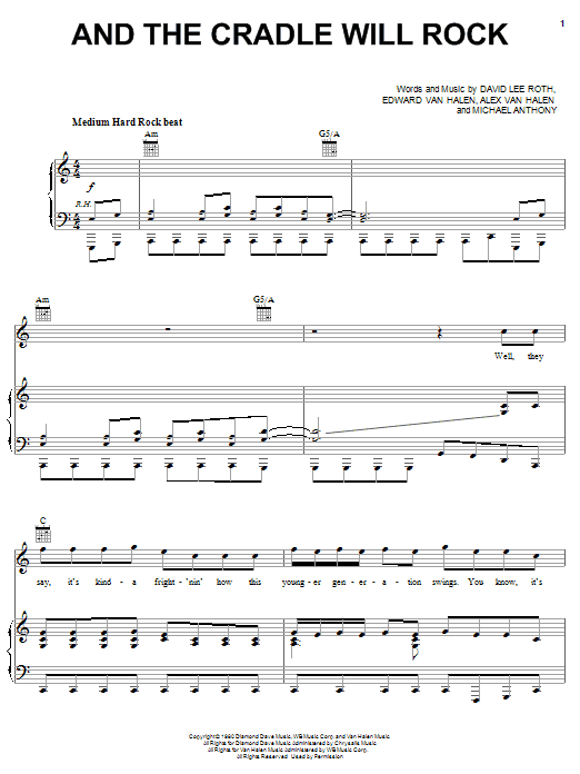 Van Halen And The Cradle Will Rock Sheet Music Notes & Chords for Piano, Vocal & Guitar (Right-Hand Melody) - Download or Print PDF