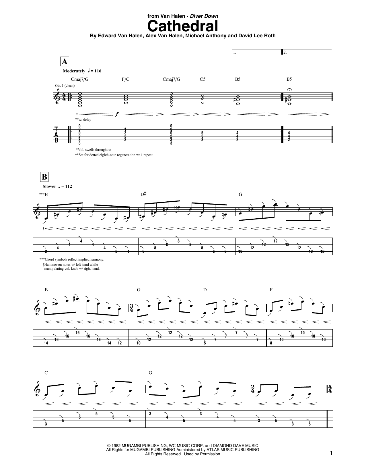 Van Halen Cathedral Sheet Music Notes & Chords for Guitar Tab - Download or Print PDF Van Halen Cathedral Sheet Music Notes & Chords for Guitar Tab - Download or Print PDF