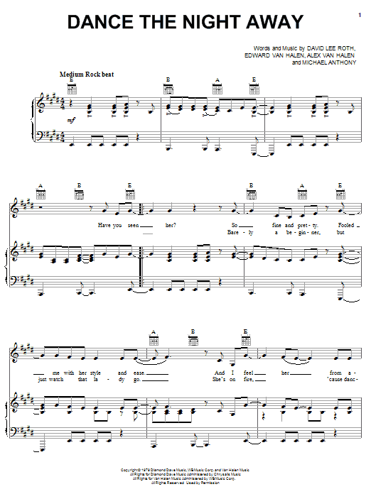 Van Halen Dance The Night Away Sheet Music Notes & Chords for Guitar Tab Play-Along - Download or Print PDF