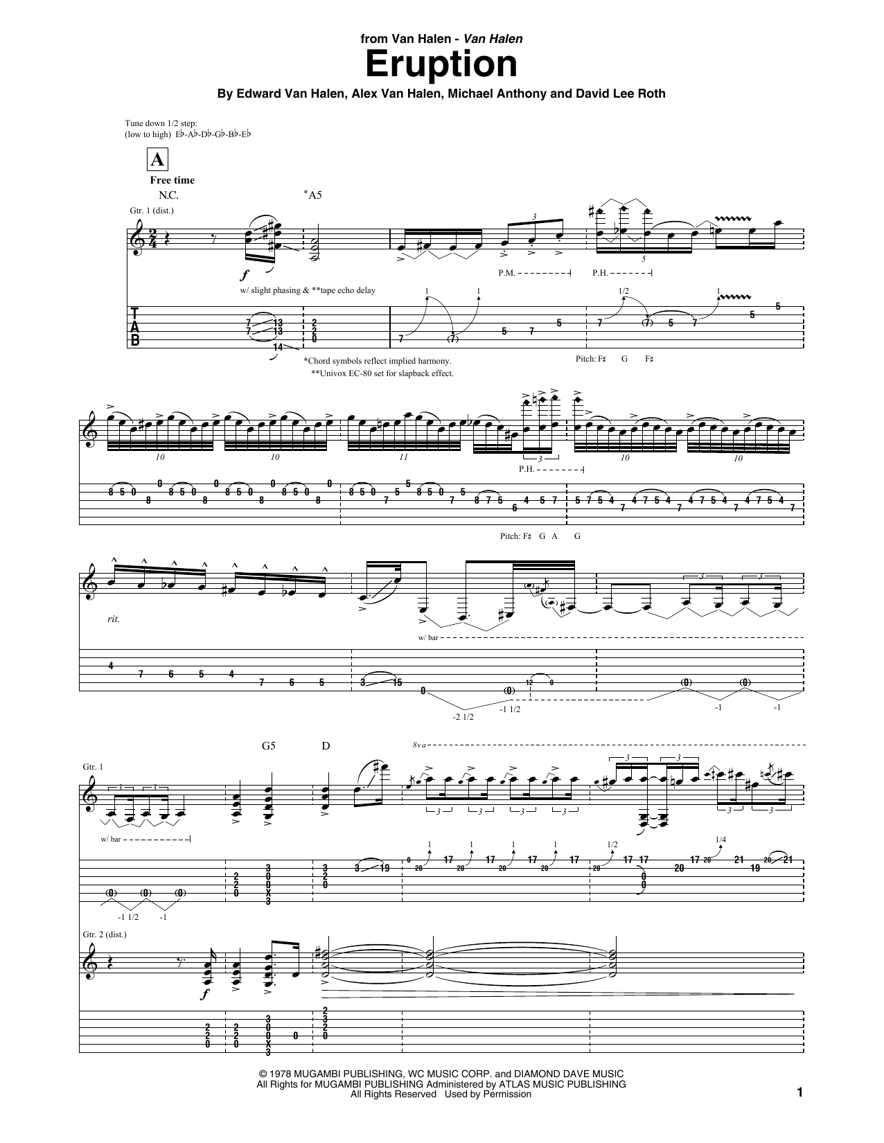 Van Halen Eruption Sheet Music Notes & Chords for Guitar Tab Play-Along - Download or Print PDF
