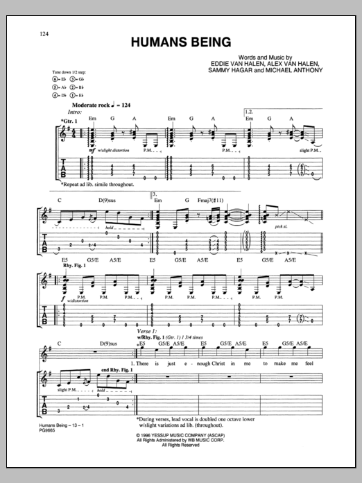 Van Halen Humans Being Sheet Music Notes & Chords for Guitar Tab - Download or Print PDF Van Halen Humans Being Sheet Music Notes & Chords for Guitar Tab - Download or Print PDF