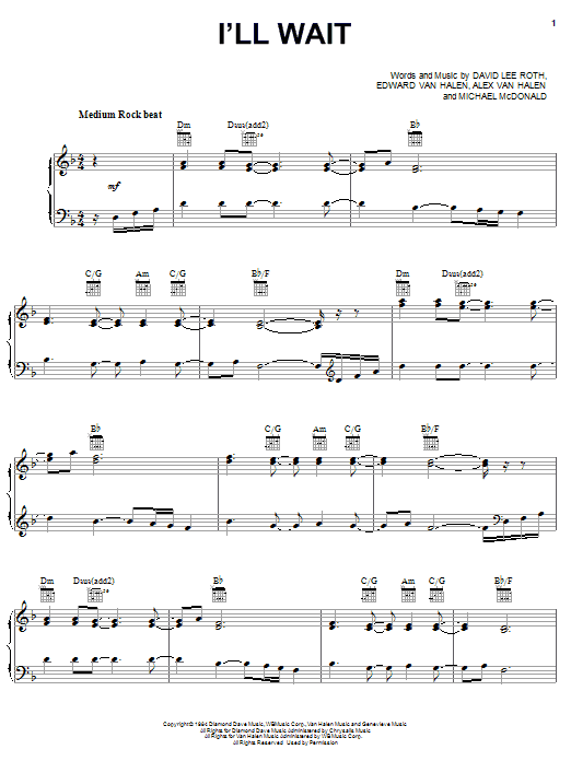 Van Halen I'll Wait Sheet Music Notes & Chords for Guitar Tab - Download or Print PDF