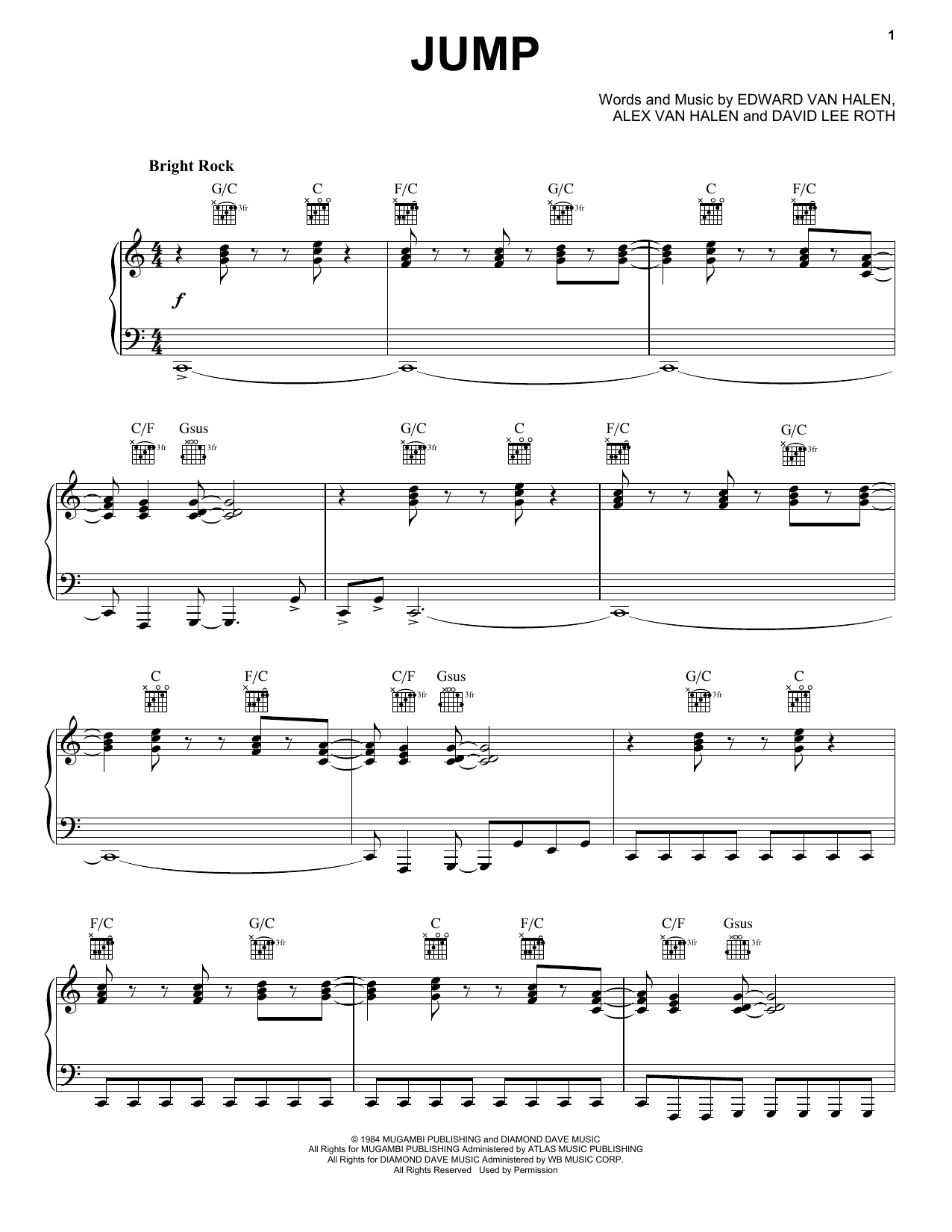 Van Halen Jump Sheet Music Notes & Chords for Easy Piano - Download or Print PDF