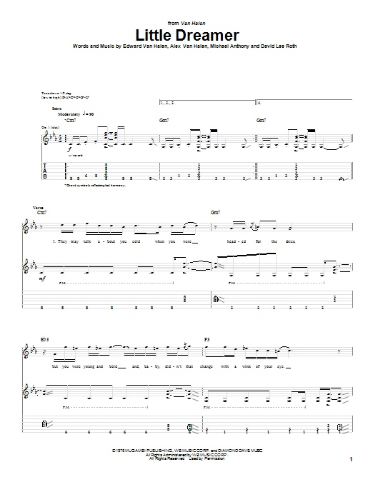 Van Halen Little Dreamer Sheet Music Notes & Chords for Guitar Tab - Download or Print PDF