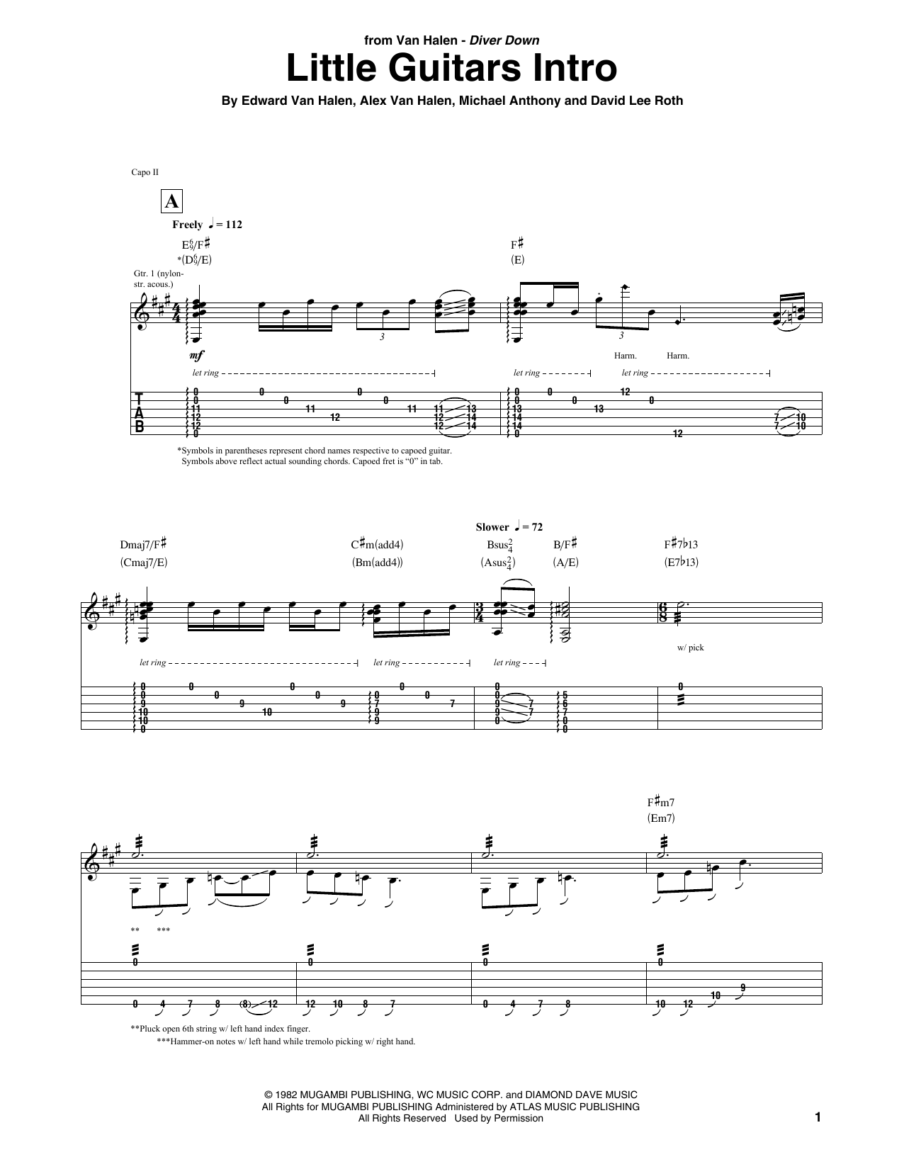 Van Halen Little Guitars Intro Sheet Music Notes & Chords for Guitar Tab - Download or Print PDF