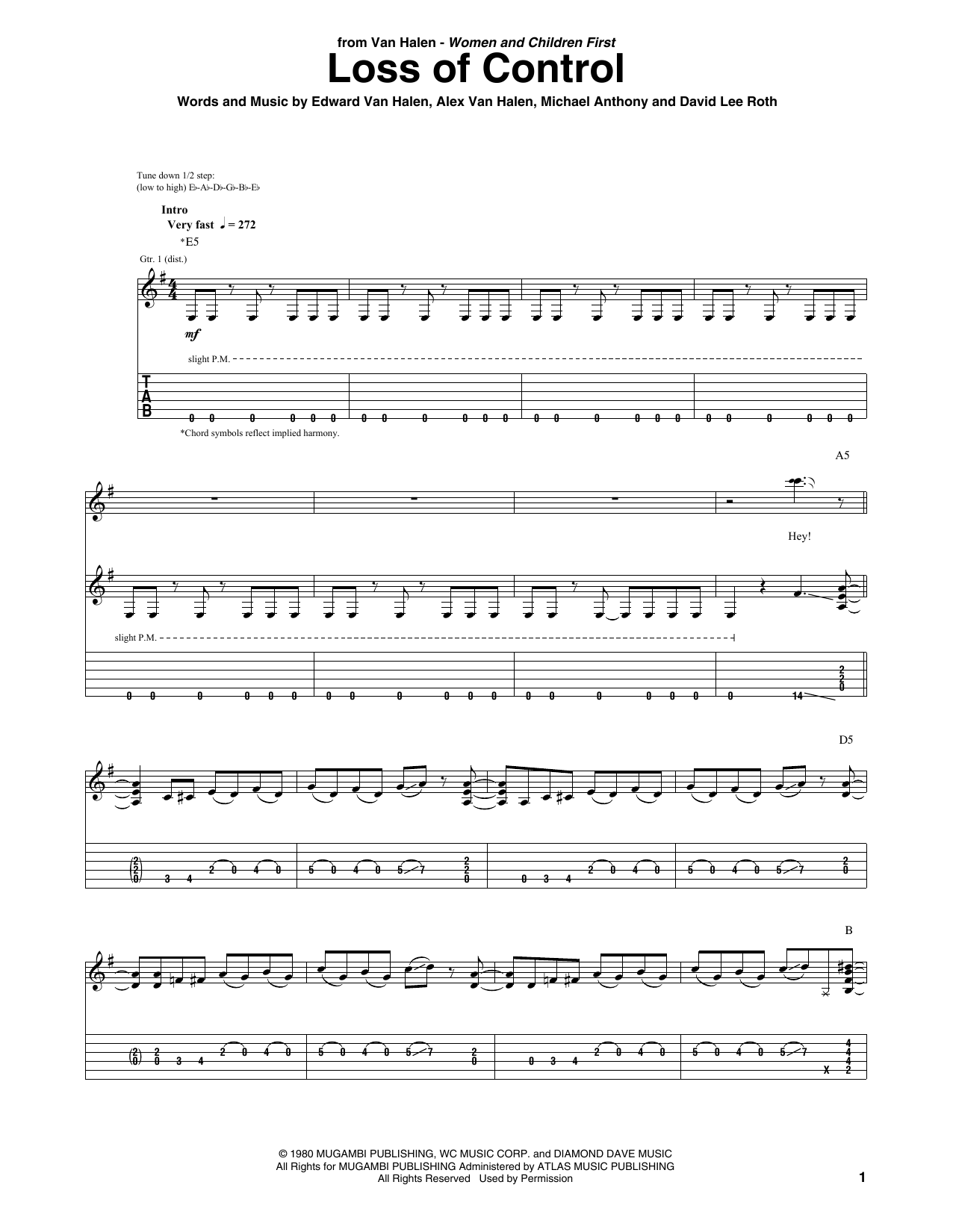 Van Halen Loss Of Control Sheet Music Notes & Chords for Guitar Tab - Download or Print PDF