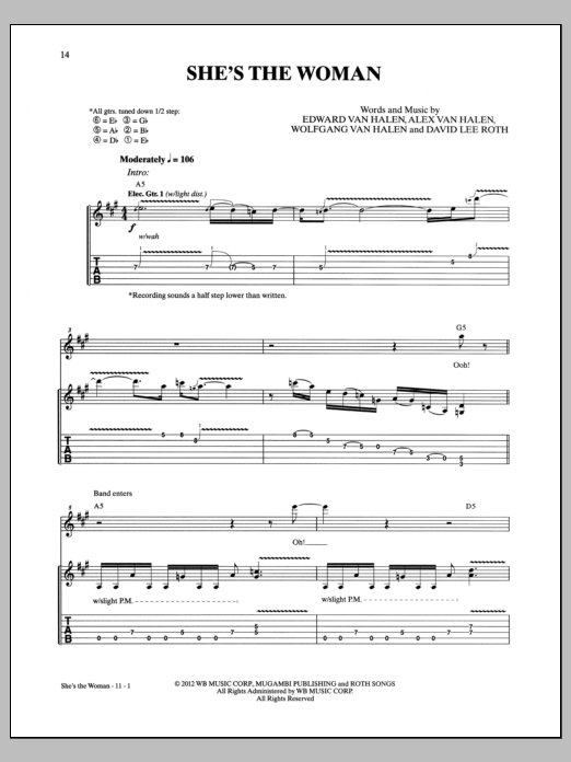 Van Halen She's The Woman Sheet Music Notes & Chords for Guitar Tab - Download or Print PDF