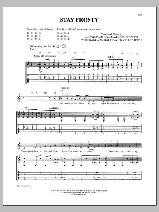 Van Halen Stay Frosty Sheet Music Notes & Chords for Guitar Tab - Download or Print PDF