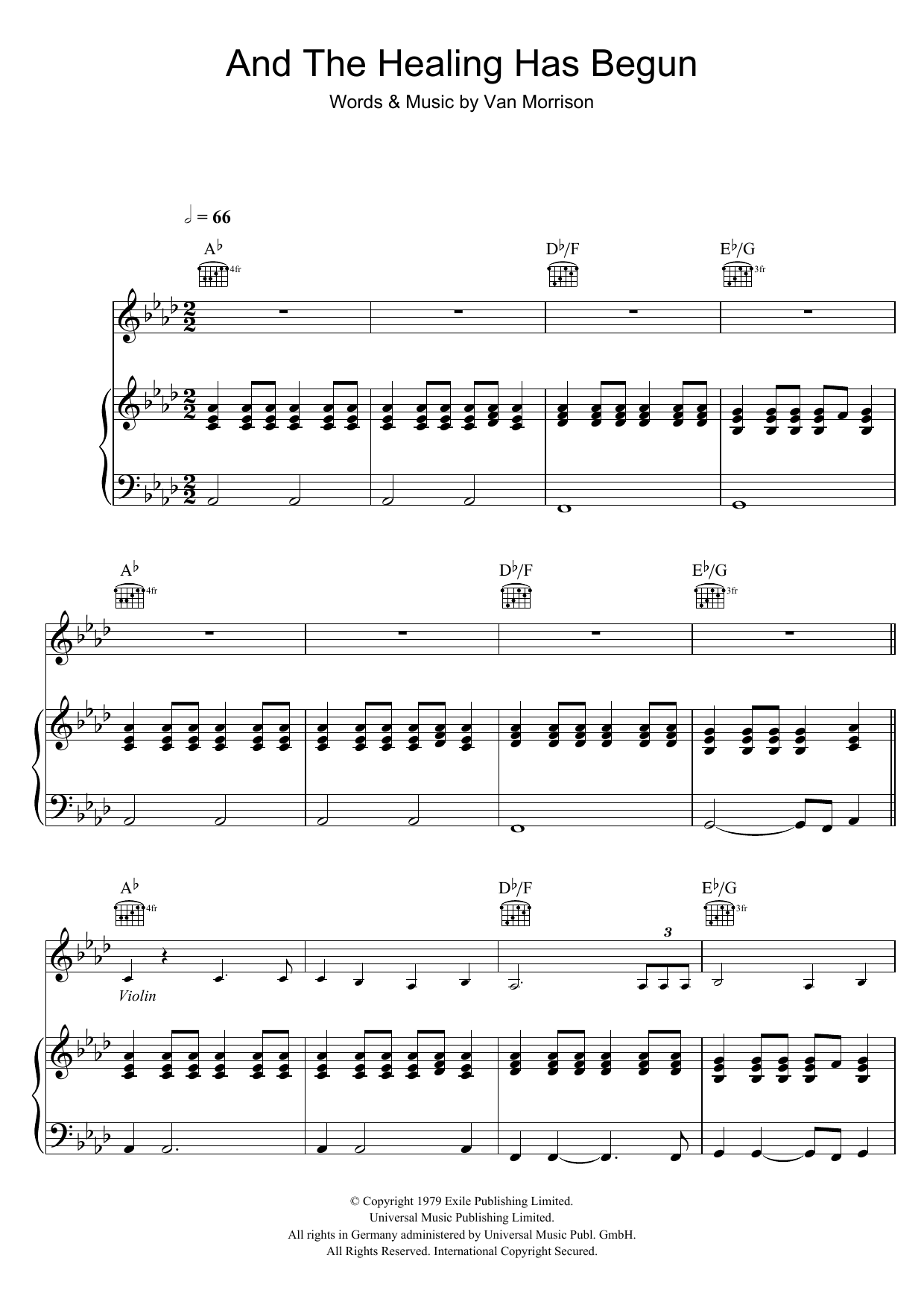 Van Morrison And The Healing Has Begun Sheet Music Notes & Chords for Piano, Vocal & Guitar - Download or Print PDF