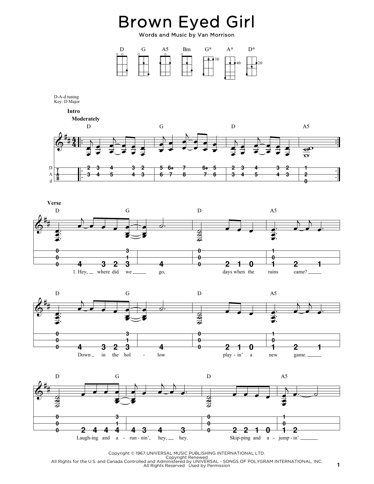 Van Morrison Brown Eyed Girl (arr. Steven B. Eulberg) Sheet Music Notes & Chords for Dulcimer - Download or Print PDF
