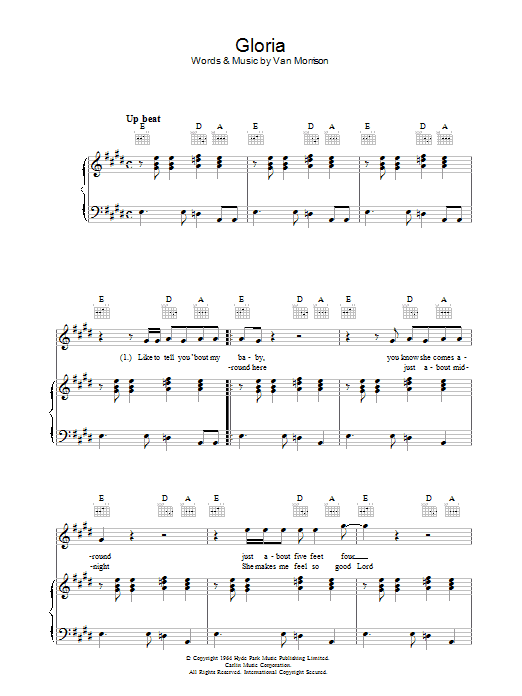 Van Morrison Gloria Sheet Music Notes & Chords for Alto Saxophone - Download or Print PDF