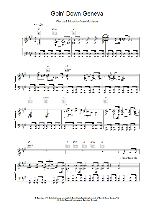 Van Morrison Goin' Down Geneva Sheet Music Notes & Chords for Piano, Vocal & Guitar - Download or Print PDF