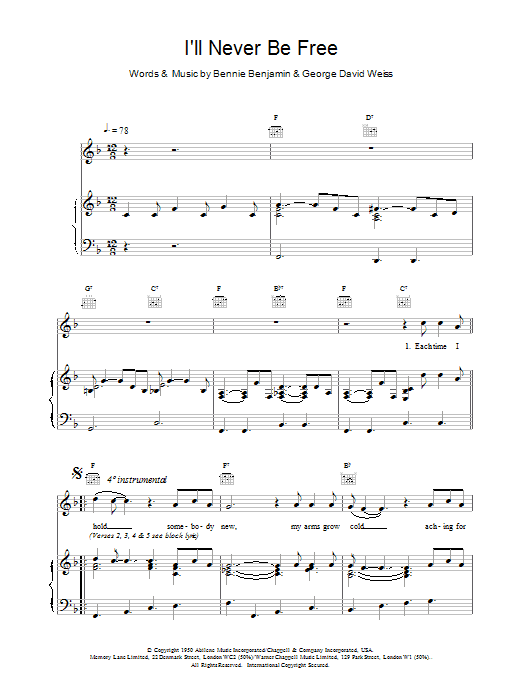Van Morrison I'll Never Be Free Sheet Music Notes & Chords for Piano, Vocal & Guitar (Right-Hand Melody) - Download or Print PDF