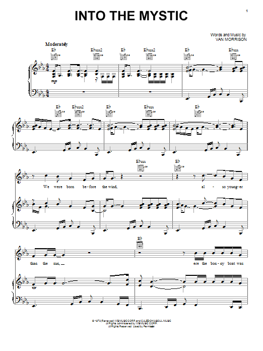 Van Morrison Into The Mystic Sheet Music Notes & Chords for Lyrics & Chords - Download or Print PDF