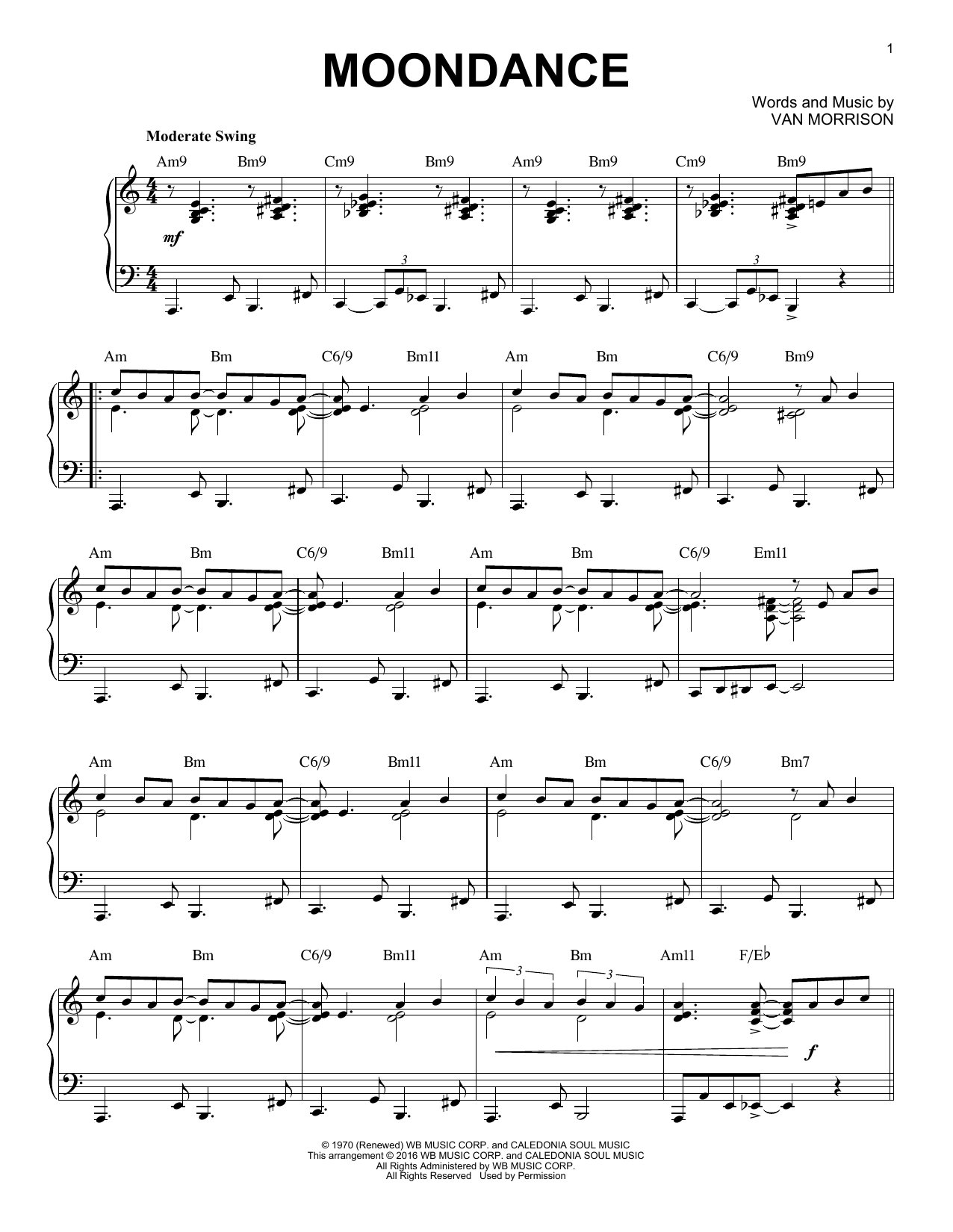 Van Morrison Moondance [Jazz version] (arr. Brent Edstrom) Sheet Music Notes & Chords for Piano - Download or Print PDF