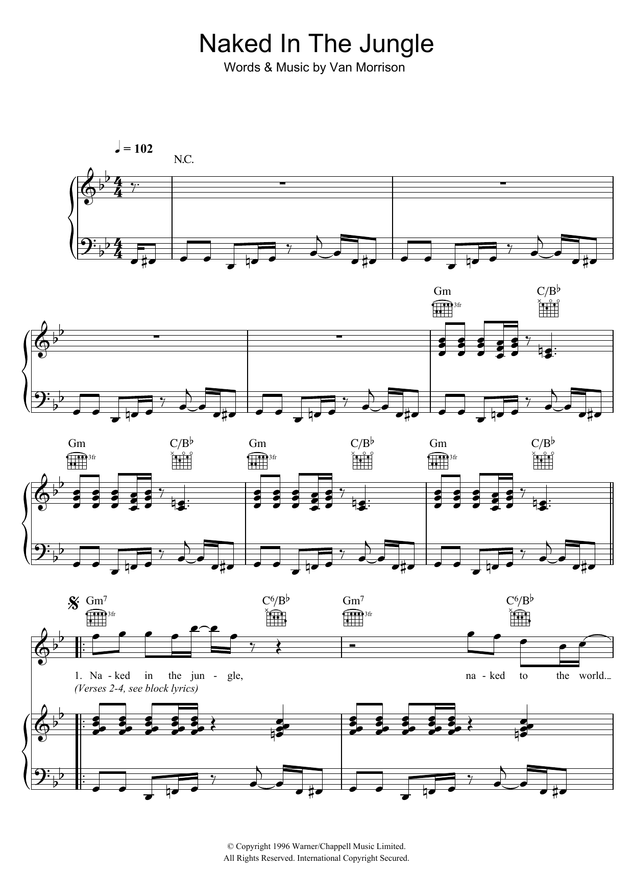 Van Morrison Naked In The Jungle Sheet Music Notes & Chords for Piano, Vocal & Guitar - Download or Print PDF