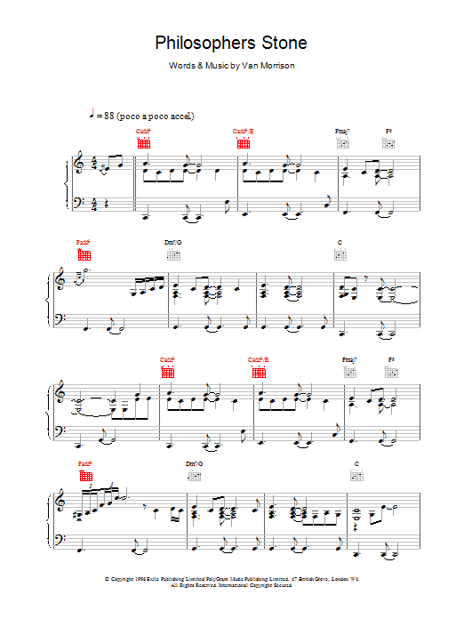 Van Morrison Philosophers Stone Sheet Music Notes & Chords for Piano, Vocal & Guitar (Right-Hand Melody) - Download or Print PDF
