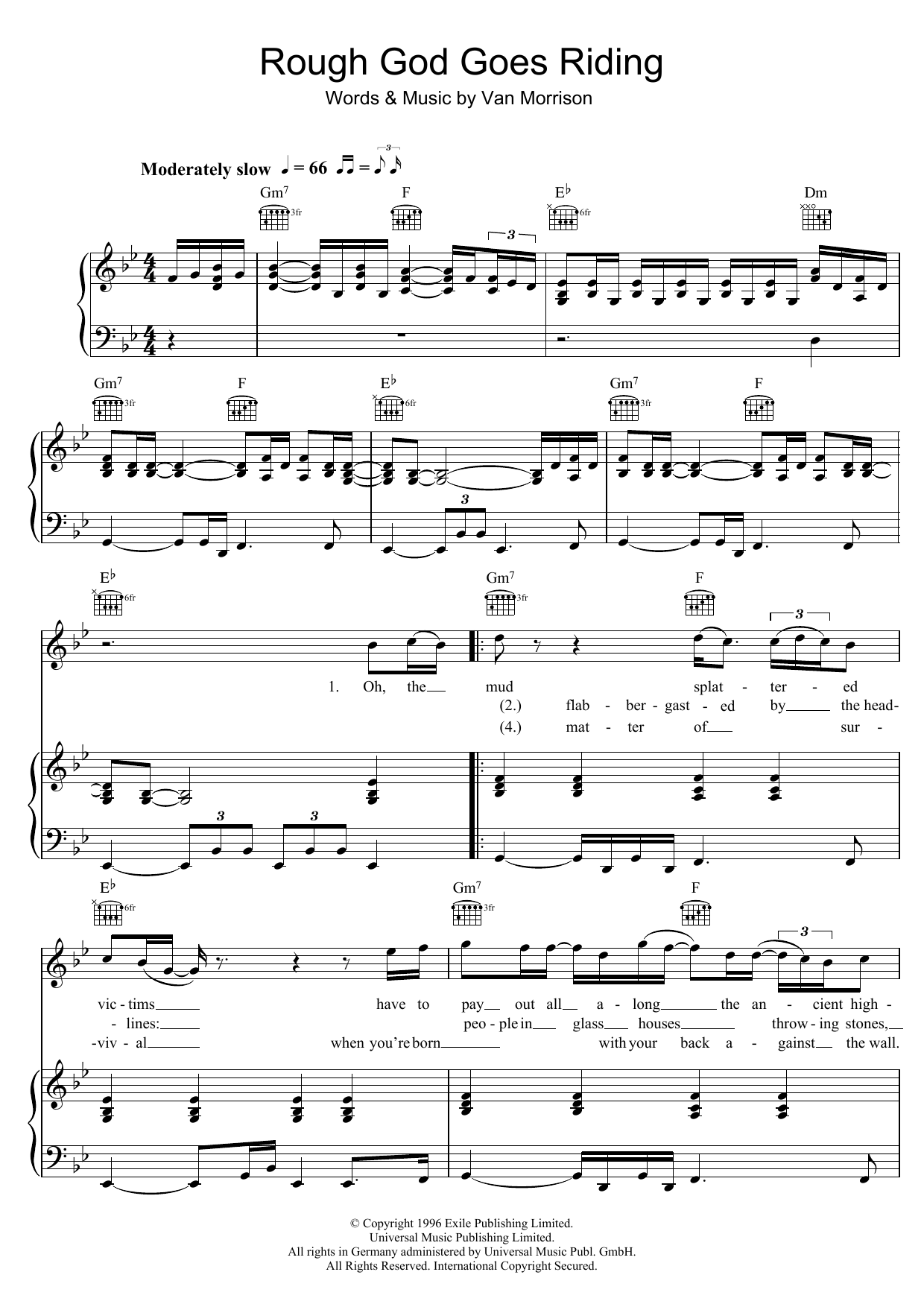 Van Morrison Rough God Goes Riding Sheet Music Notes & Chords for Piano, Vocal & Guitar - Download or Print PDF