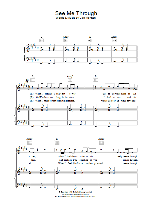 Van Morrison See Me Through Sheet Music Notes & Chords for Piano, Vocal & Guitar - Download or Print PDF