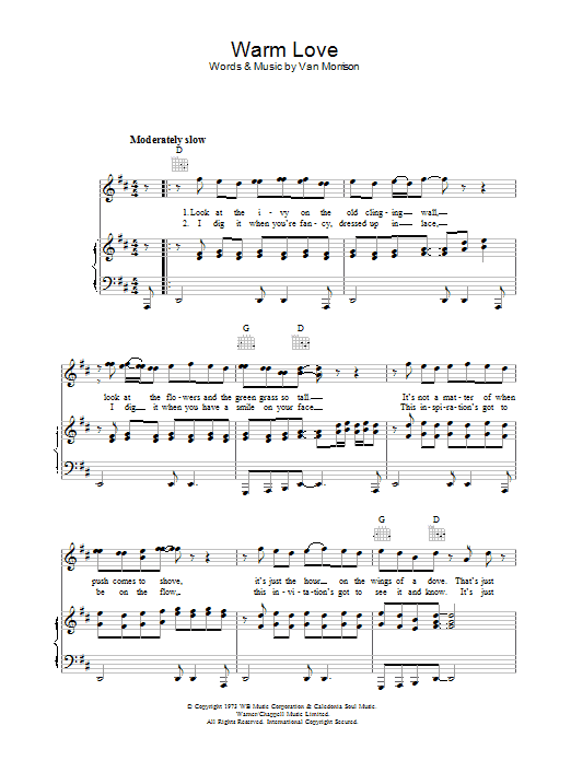 Van Morrison Warm Love Sheet Music Notes & Chords for Piano, Vocal & Guitar - Download or Print PDF