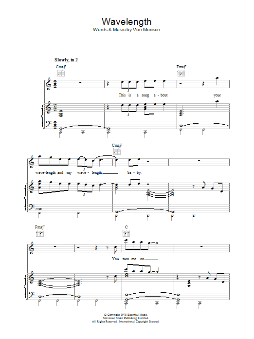 Van Morrison Wavelength Sheet Music Notes & Chords for Piano, Vocal & Guitar - Download or Print PDF