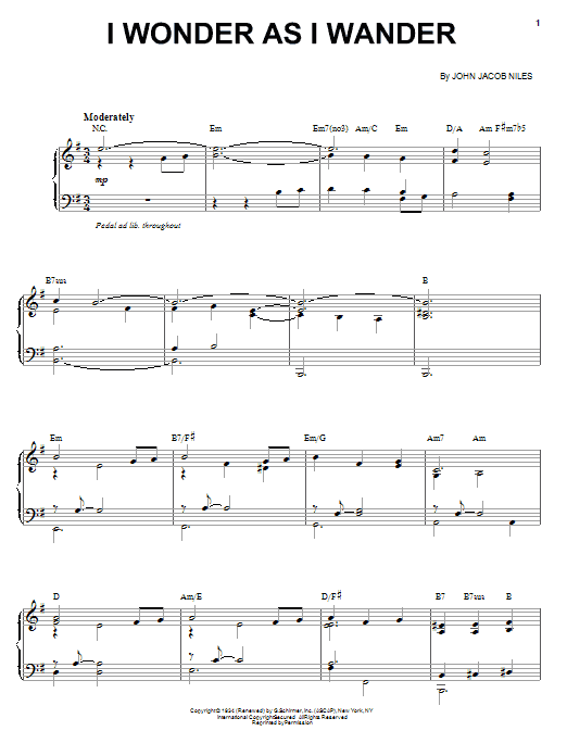 Vanessa Williams I Wonder As I Wander Sheet Music Notes & Chords for Piano & Vocal - Download or Print PDF