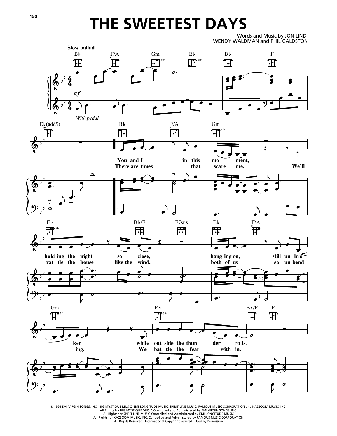 Vanessa Williams The Sweetest Days Sheet Music Notes & Chords for Piano, Vocal & Guitar Chords (Right-Hand Melody) - Download or Print PDF